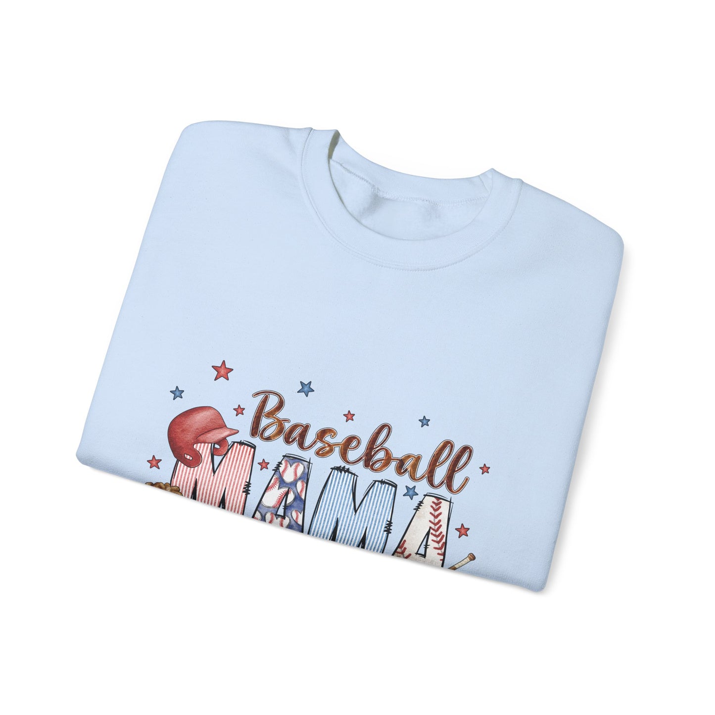 Baseball Mama Crewneck Sweatshirt, Cozy Sports Apparel, Gift for Moms, Perfect for Family Games, Casual Wear