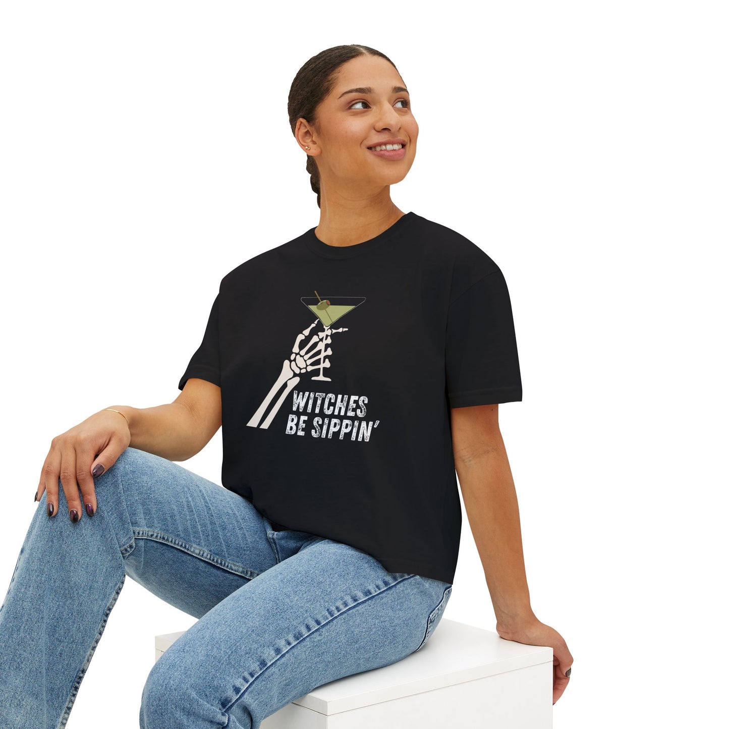 Women's Boxy Halloween Tee- Witches Be Sippin'