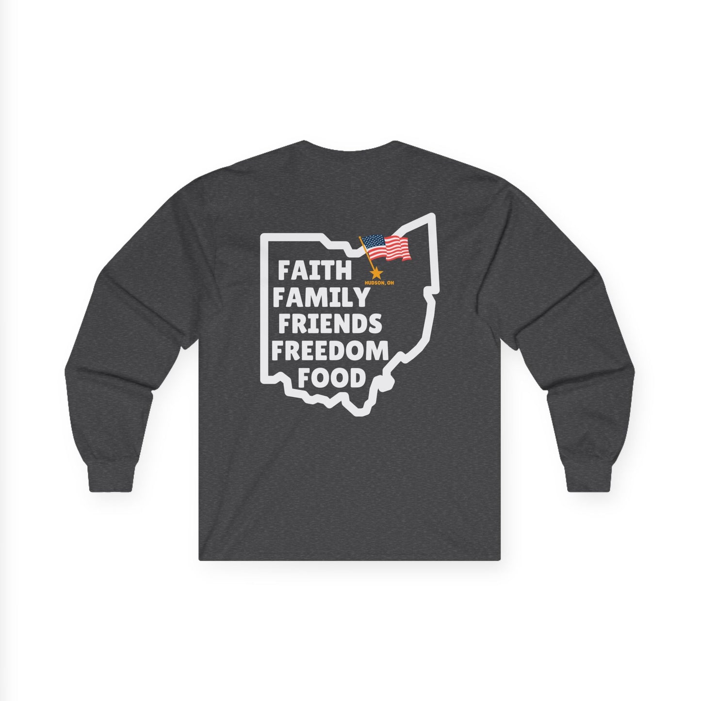 Johnny's Diner Ohio Pride Long Sleeve Tee - Faith Family Friends Freedom Food T-Shirt
