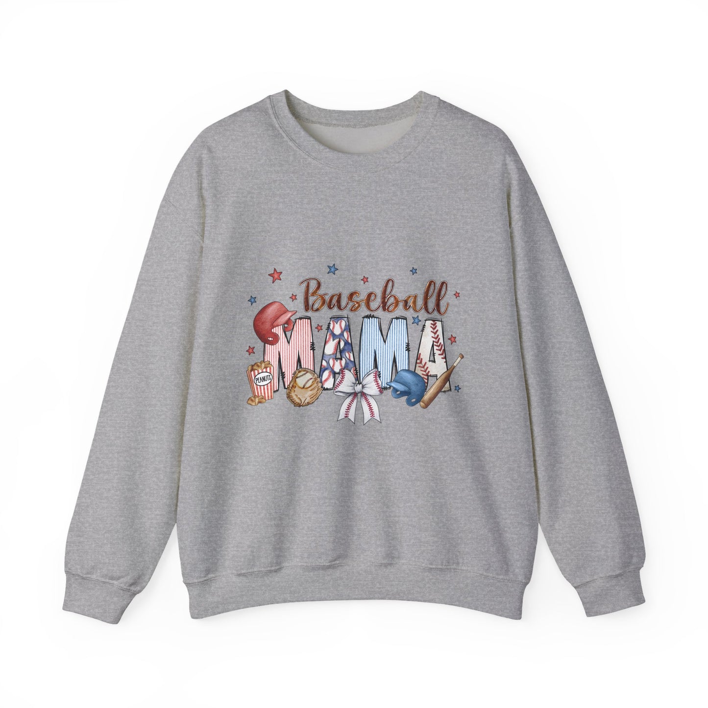 Baseball Mama Crewneck Sweatshirt, Cozy Sports Apparel, Gift for Moms, Perfect for Family Games, Casual Wear