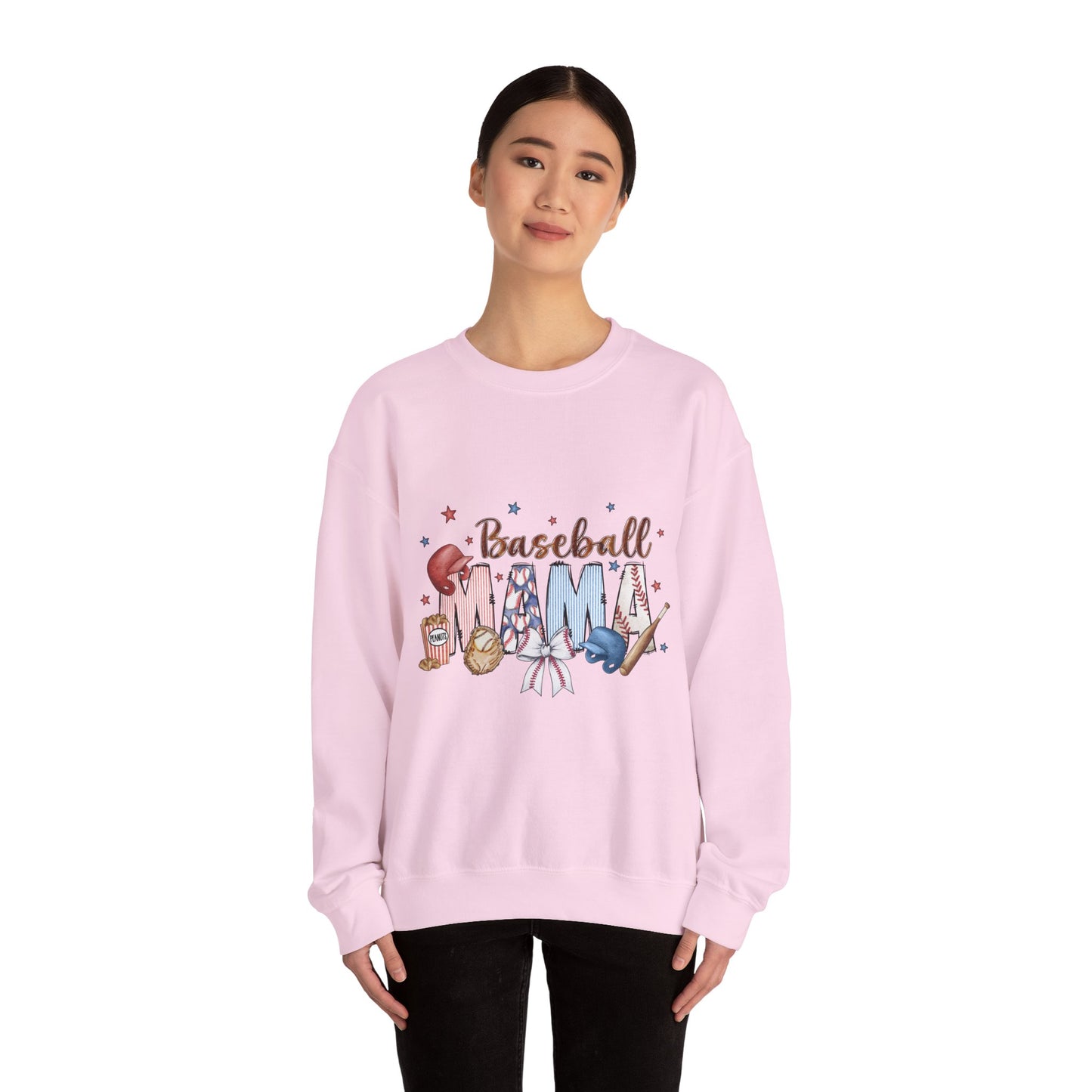 Baseball Mama Crewneck Sweatshirt, Cozy Sports Apparel, Gift for Moms, Perfect for Family Games, Casual Wear