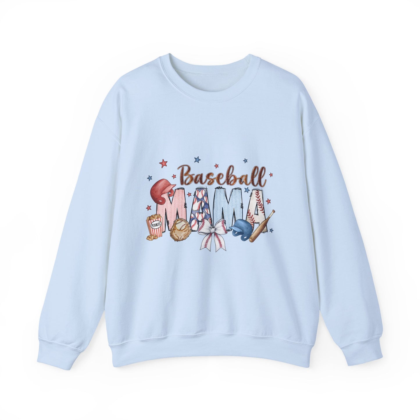 Baseball Mama Crewneck Sweatshirt, Cozy Sports Apparel, Gift for Moms, Perfect for Family Games, Casual Wear