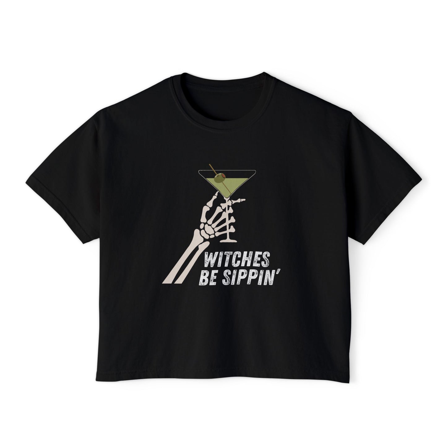 Women's Boxy Halloween Tee- Witches Be Sippin'