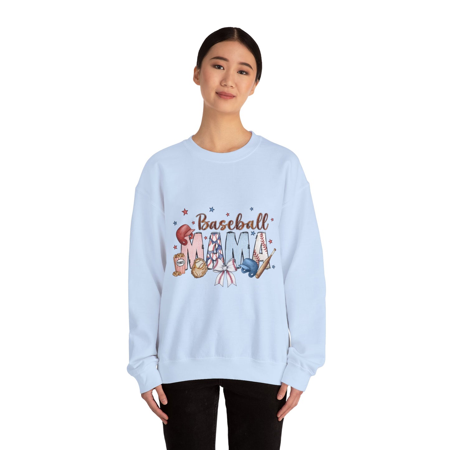 Baseball Mama Crewneck Sweatshirt, Cozy Sports Apparel, Gift for Moms, Perfect for Family Games, Casual Wear