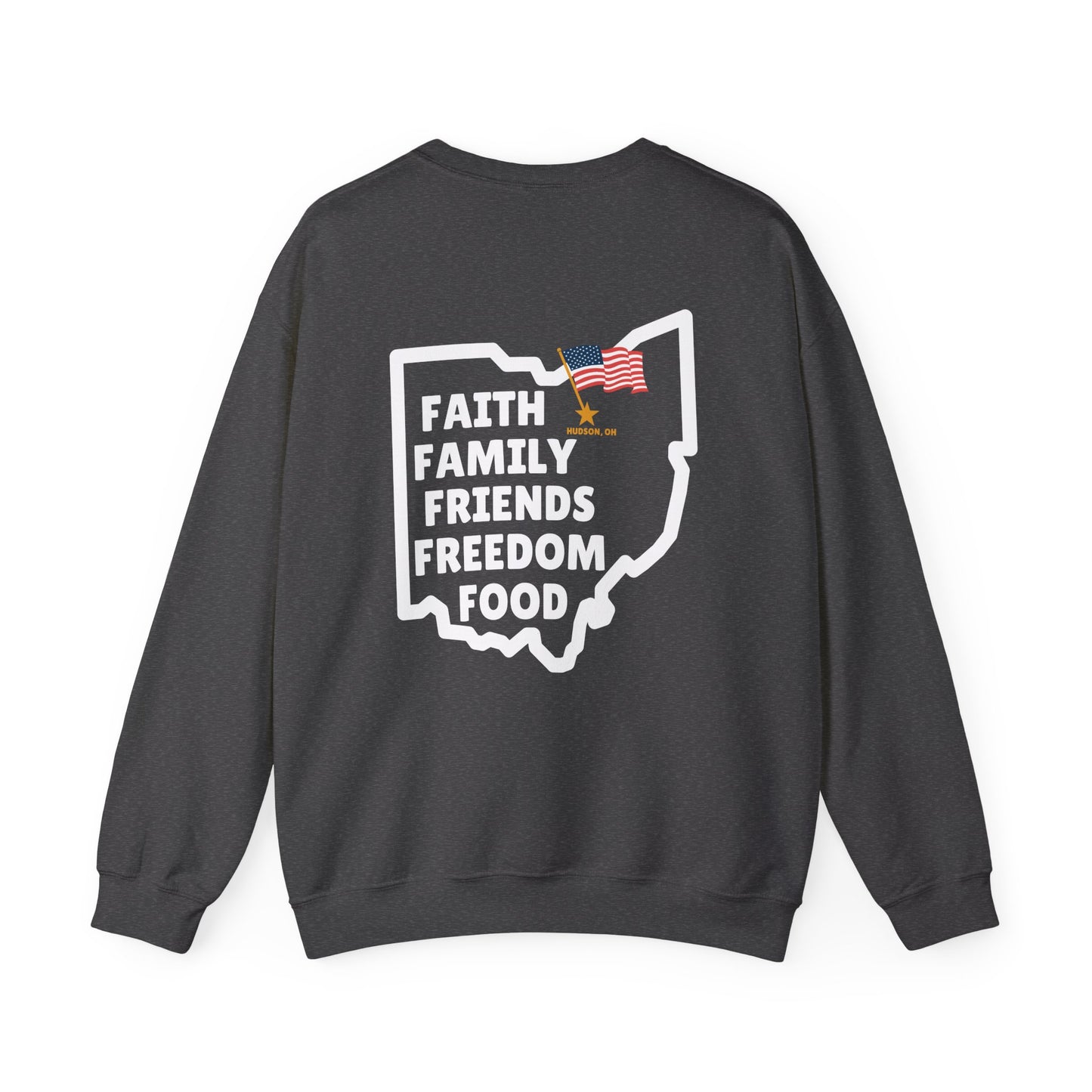 Ohio Pride Crewneck Sweatshirt - Faith, Family, Friends, Freedom, Food - Unisex Sweatshirt for Comfort and Style