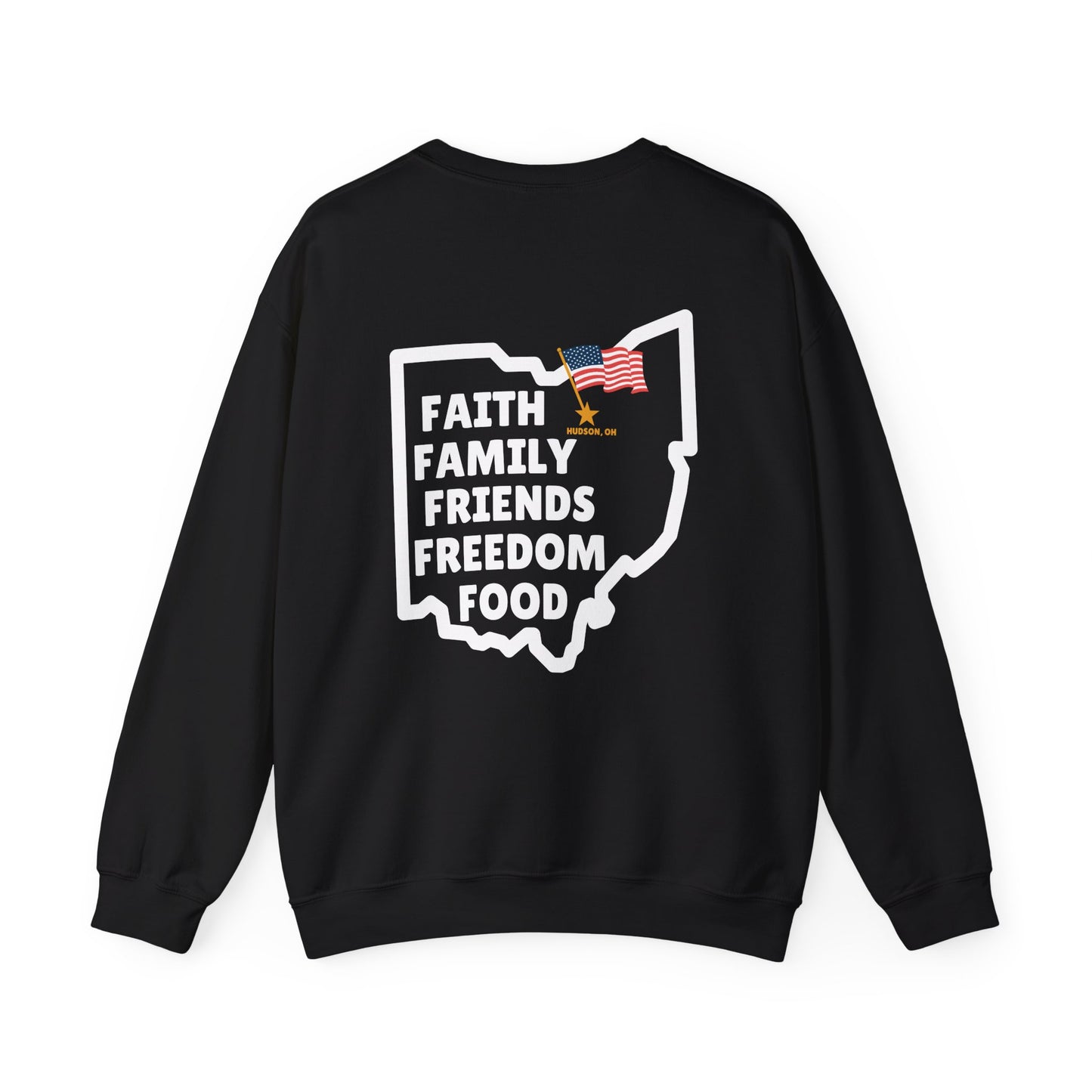 Ohio Pride Crewneck Sweatshirt - Faith, Family, Friends, Freedom, Food - Unisex Sweatshirt for Comfort and Style