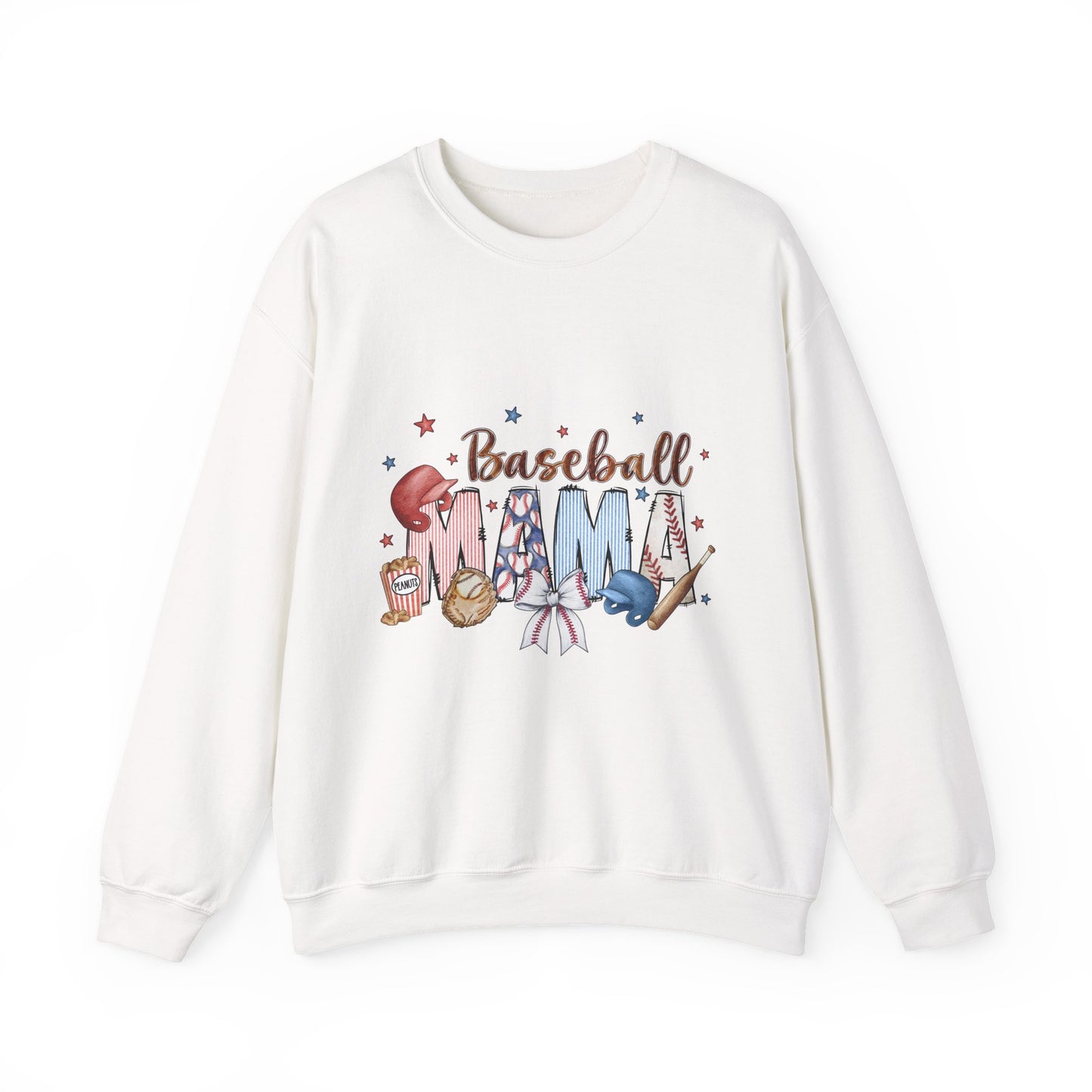 Baseball Mama Crewneck Sweatshirt, Cozy Sports Apparel, Gift for Moms, Perfect for Family Games, Casual Wear
