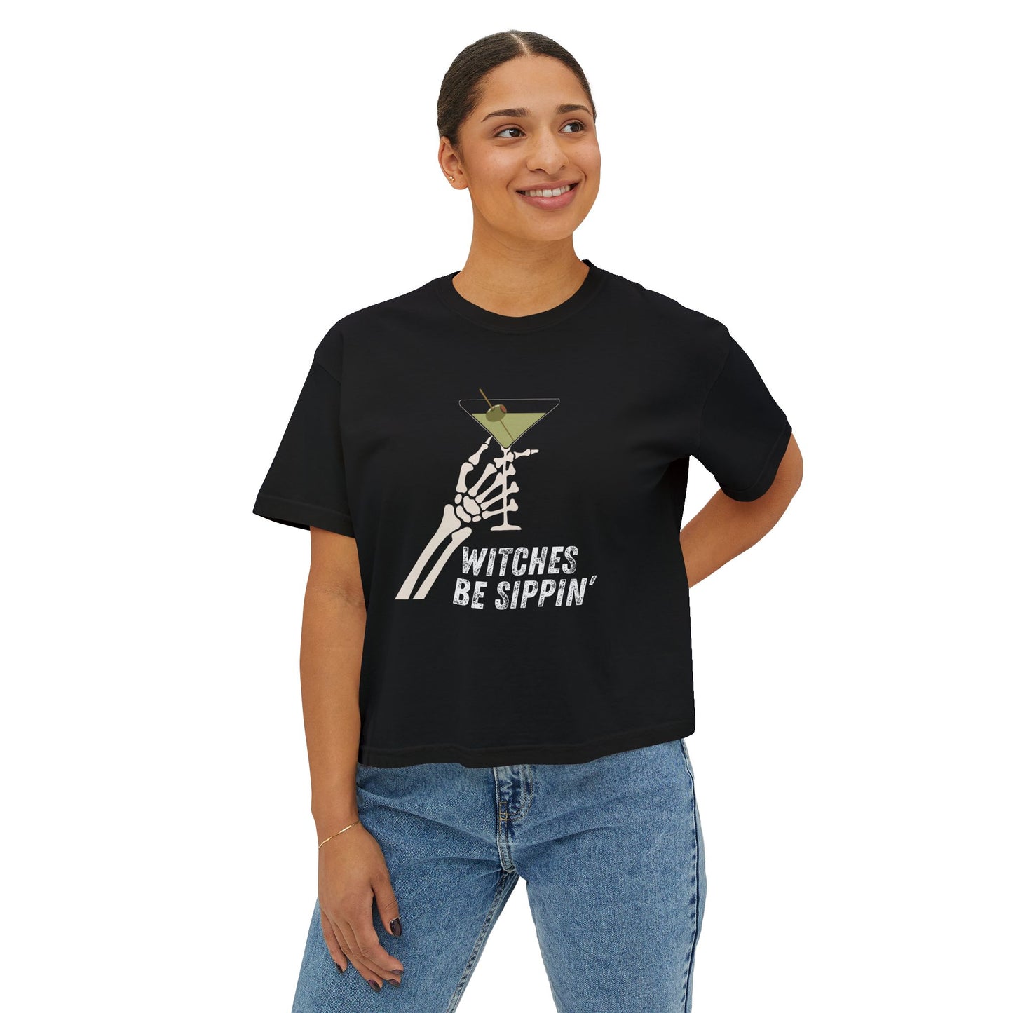 Women's Boxy Halloween Tee- Witches Be Sippin'
