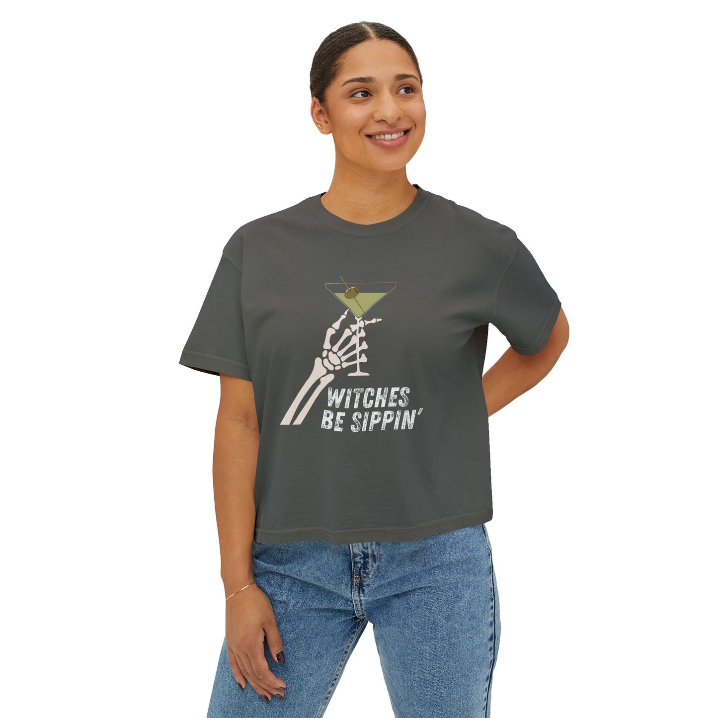 Women's Boxy Halloween Tee- Witches Be Sippin'