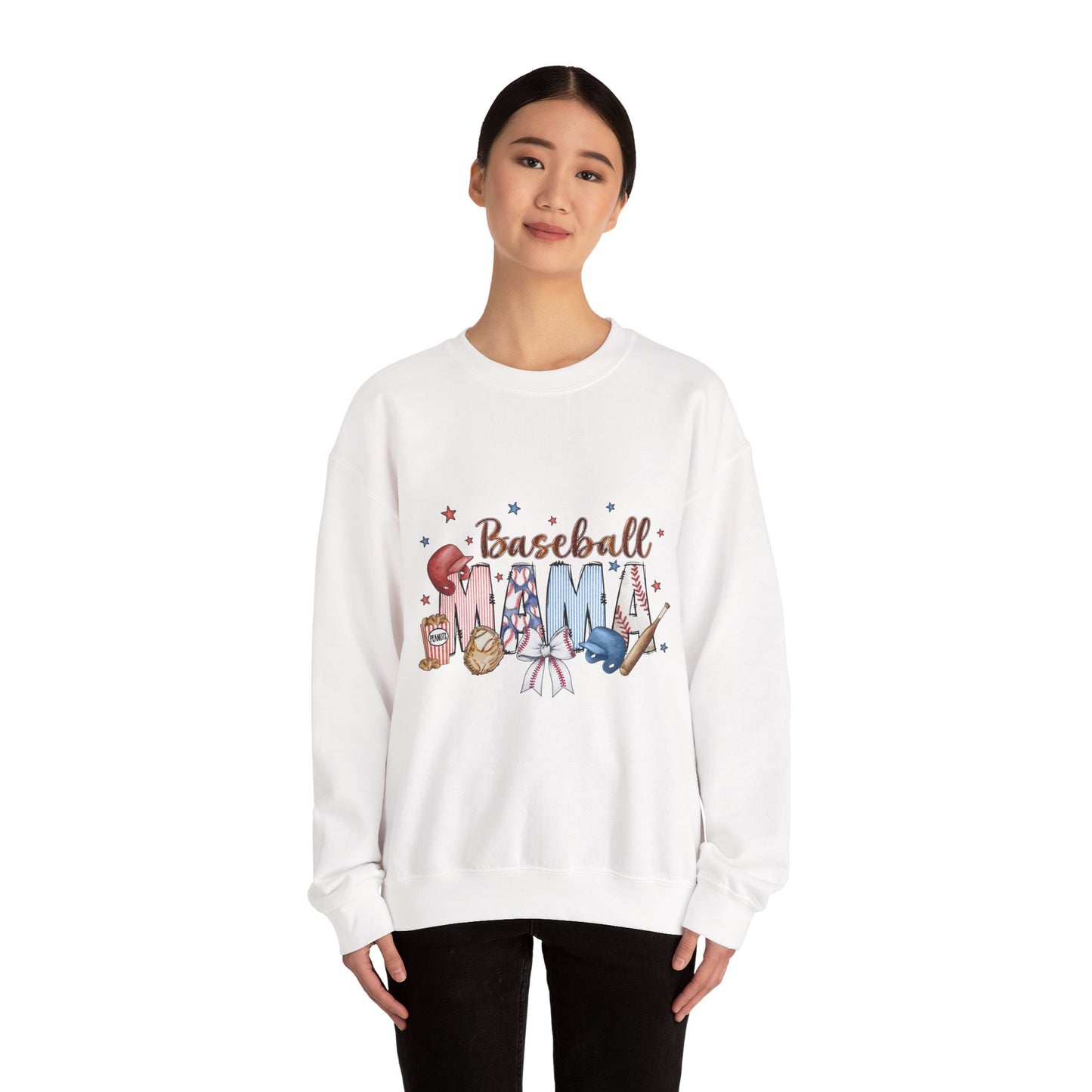 Baseball Mama Crewneck Sweatshirt, Cozy Sports Apparel, Gift for Moms, Perfect for Family Games, Casual Wear
