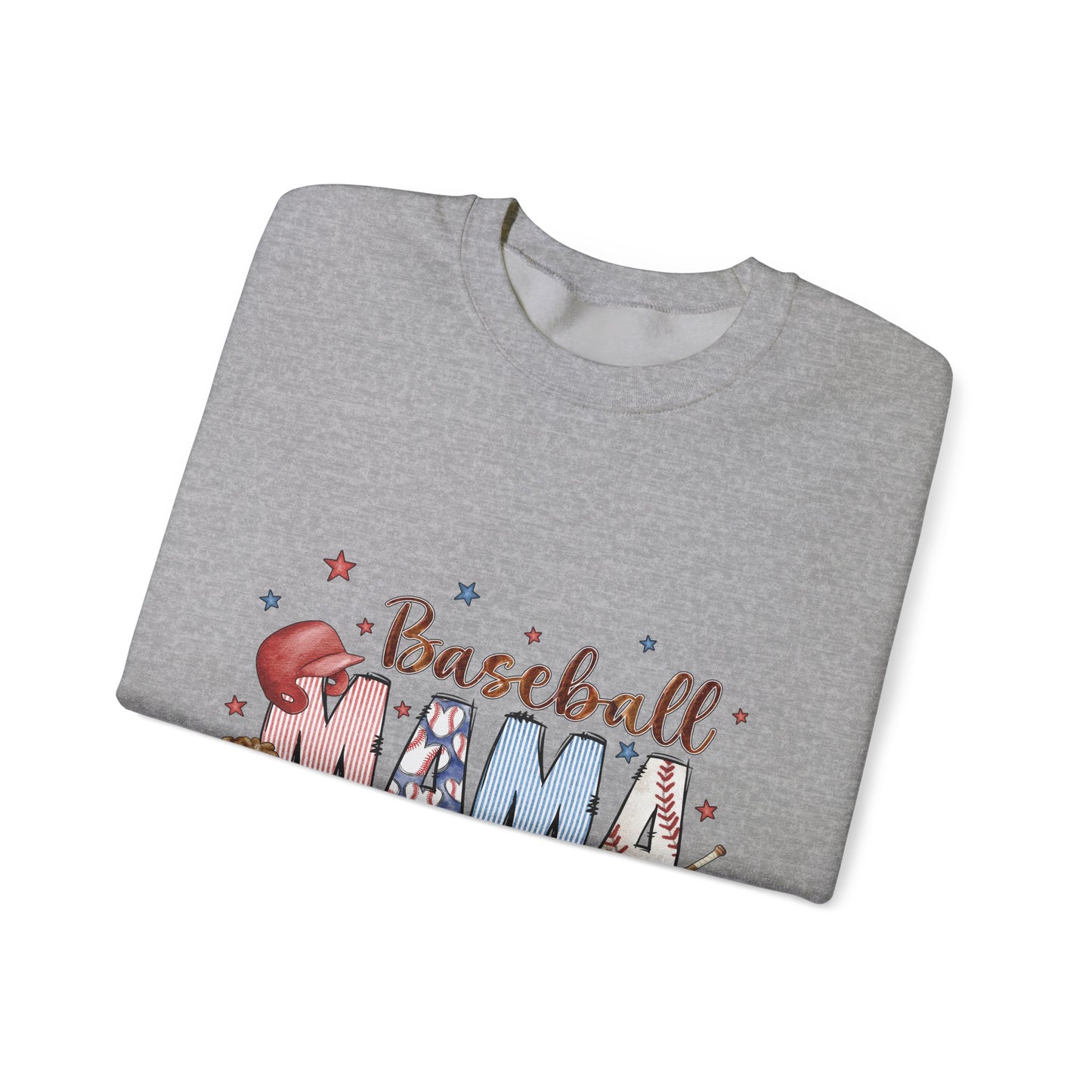Baseball Mama Crewneck Sweatshirt, Cozy Sports Apparel, Gift for Moms, Perfect for Family Games, Casual Wear