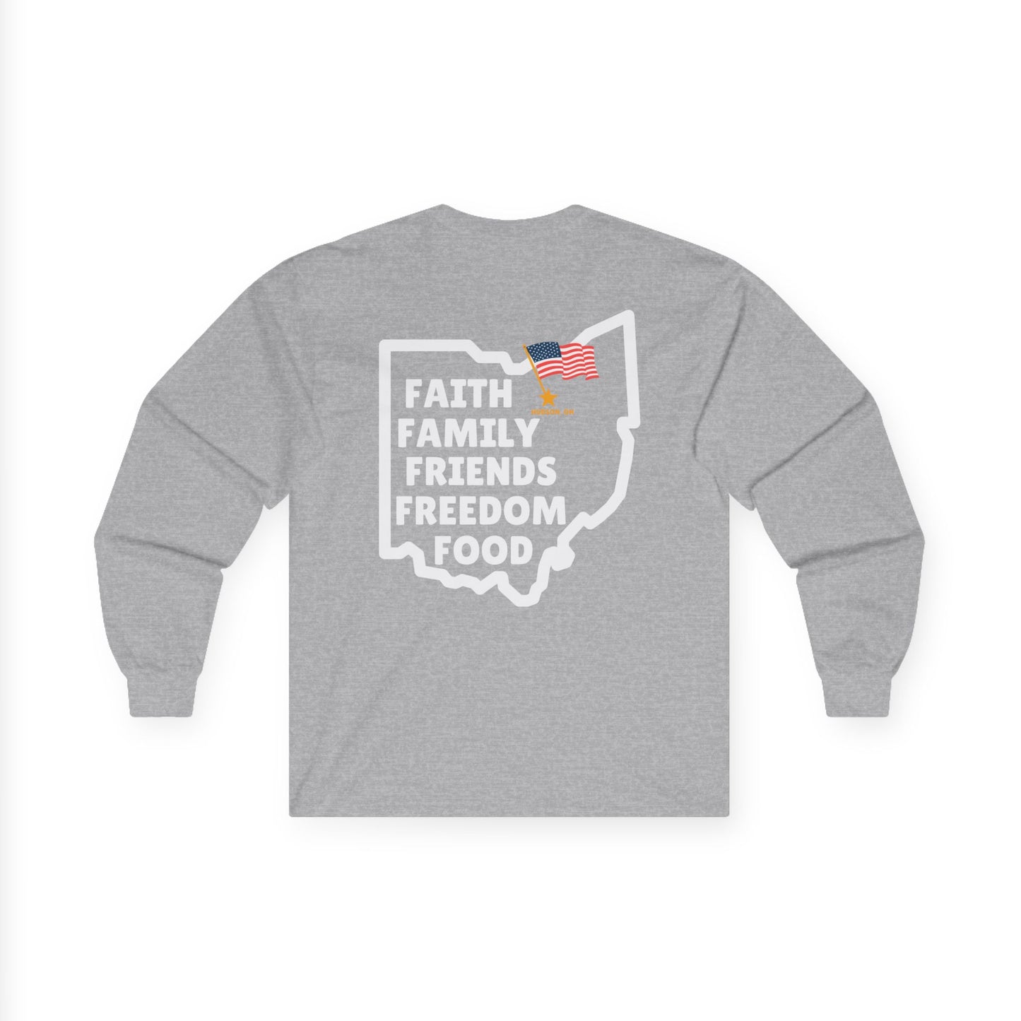Johnny's Diner Ohio Pride Long Sleeve Tee - Faith Family Friends Freedom Food T-Shirt