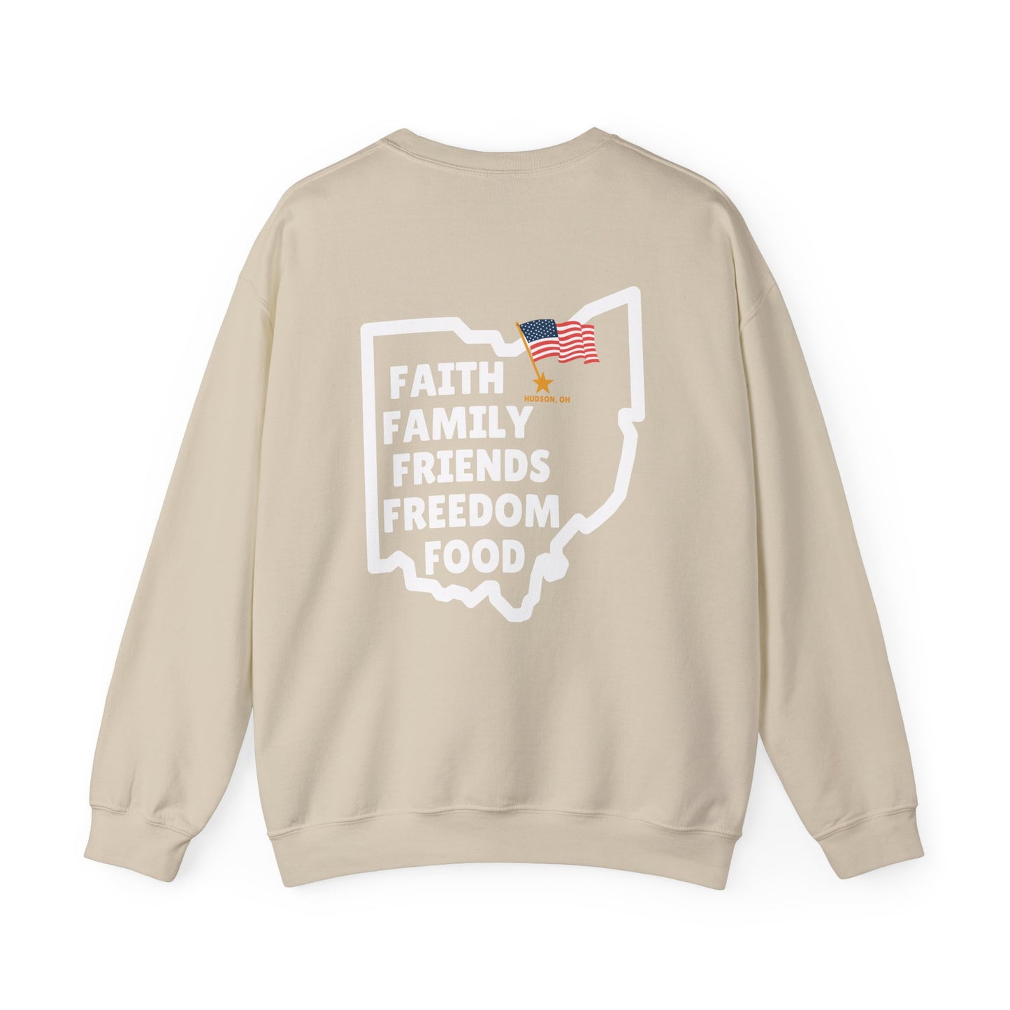 Ohio Pride Crewneck Sweatshirt - Faith, Family, Friends, Freedom, Food - Unisex Sweatshirt for Comfort and Style