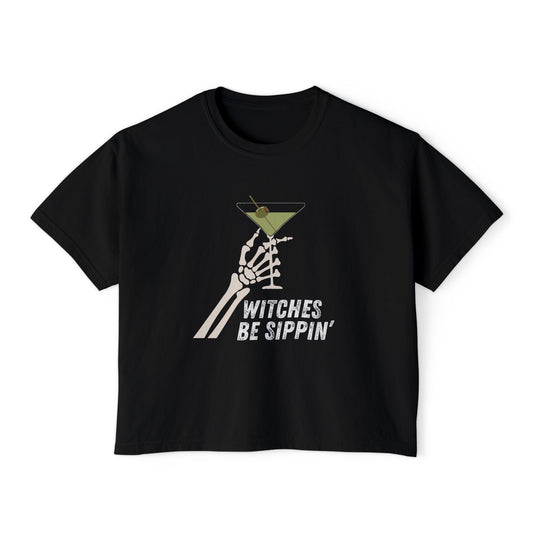 Women's Boxy Halloween Tee- Witches Be Sippin'