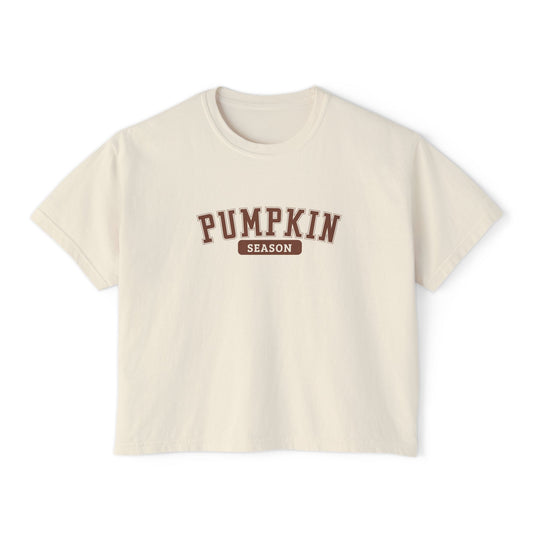 Pumpkin Season Women's Boxy Tee, Halloween T-Shirt, Fall Apparel, Cute Fall Top, Cozy Autumn Wear, Gift for Her, Pumpkin Spice