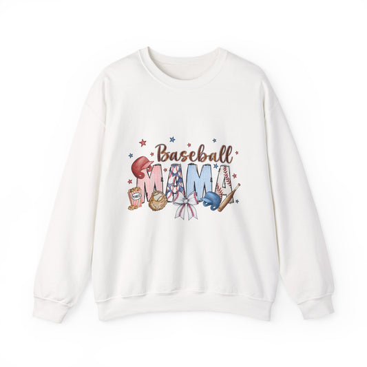 Baseball Mama Crewneck Sweatshirt, Cozy Sports Apparel, Gift for Moms, Perfect for Family Games, Casual Wear